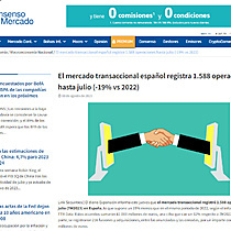 El mercado transaccional espaol registra 1.588 operaciones hasta julio (-19% vs 2022)